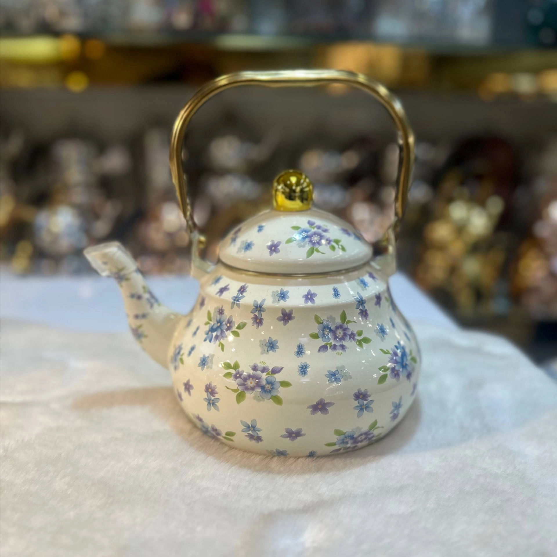 کتری تک لعابی گلدار وارداتی دسته بالا کد 206